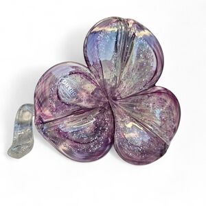 Murano Art Glass Lily • Purple Iridescent Flower Sculpture • Hand-Blown Sparkle